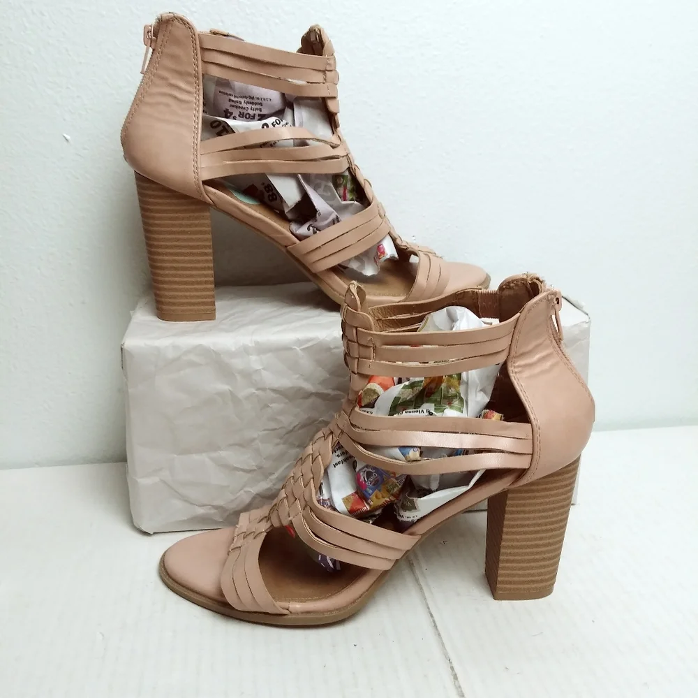 Report Rally Mauve Block Heel Sandals Shoes Women's Size 8.5 Casual Zip Ankle